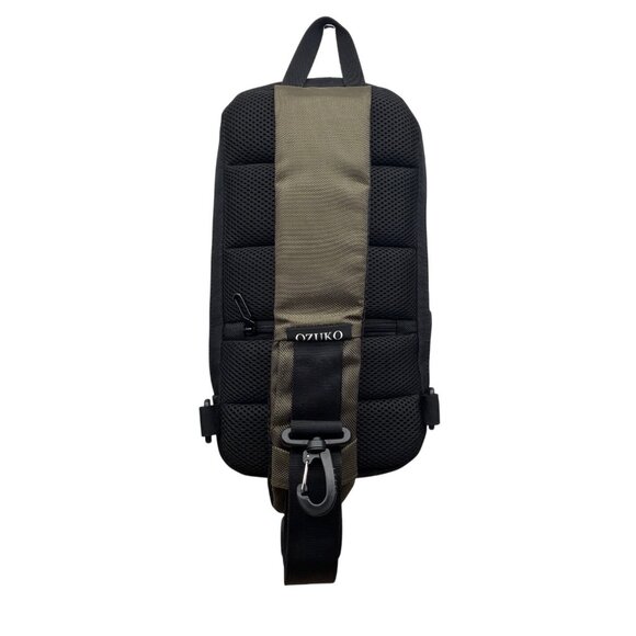 Ozuko Green Waterproof Fabric Anti-Theft USB Port Compact Crossbody Backpack - Picture 6 of 14